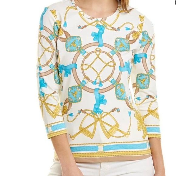J. McLaughlin Tops - J. McLaughlin Signature 3/4 Sleeve Tee Equestrian Sz M NWT